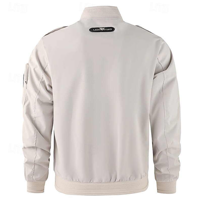 Homme Veste Légère Veste Cargo Veste Décontractée Vacances Quotidien Résistant à l'usure Avec Poches Automne Hiver Uni Mode Classique Col montant Régulier Noir Jaune Orange Bleu de minuit Beige Veste de 2025 ? $53.99 –P6