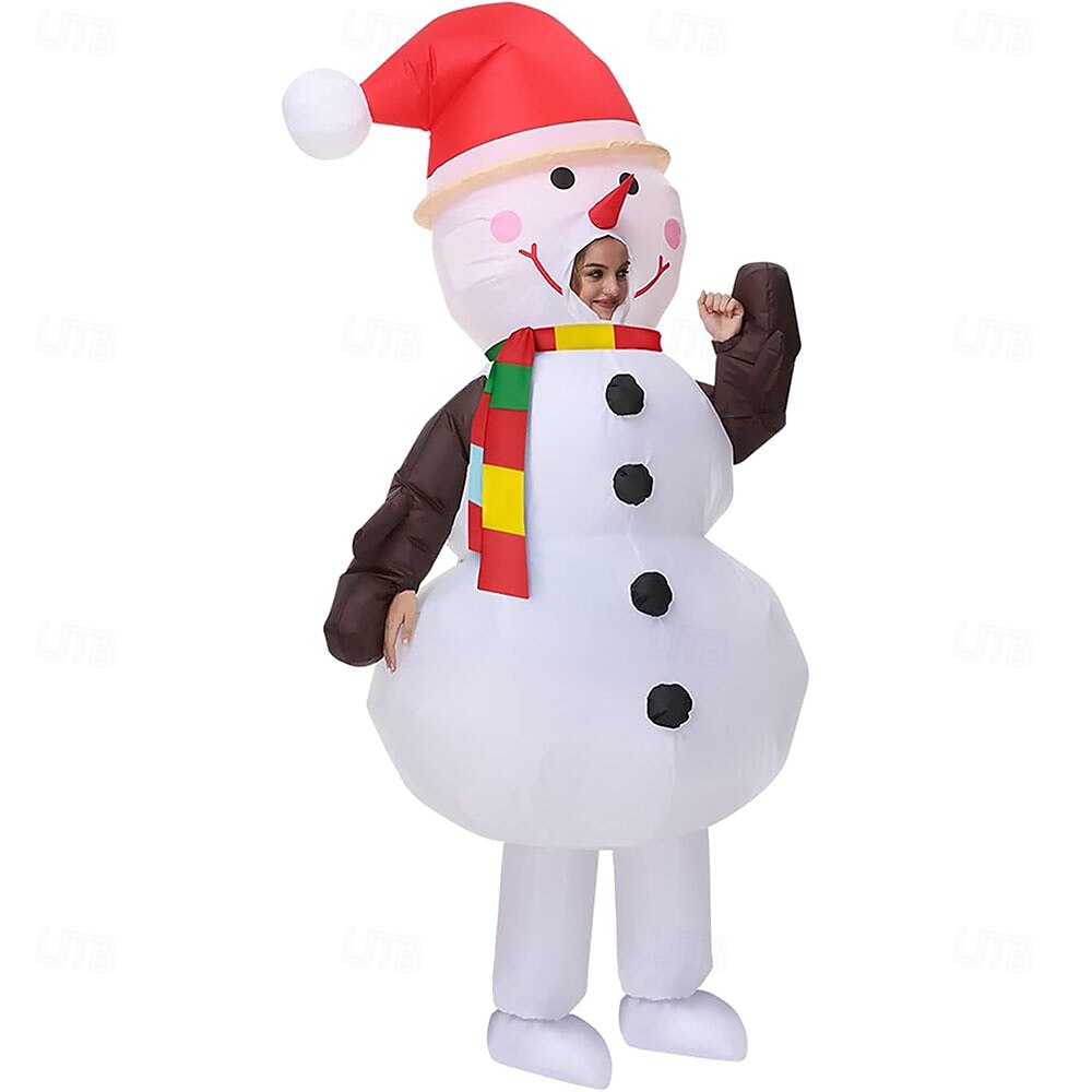 Snowman Inflatable Christmas Costume Blow up Men's Women's Novelty Funny Adults Christmas New Year Performance Party Onesie 2025 - $75.99 –P5