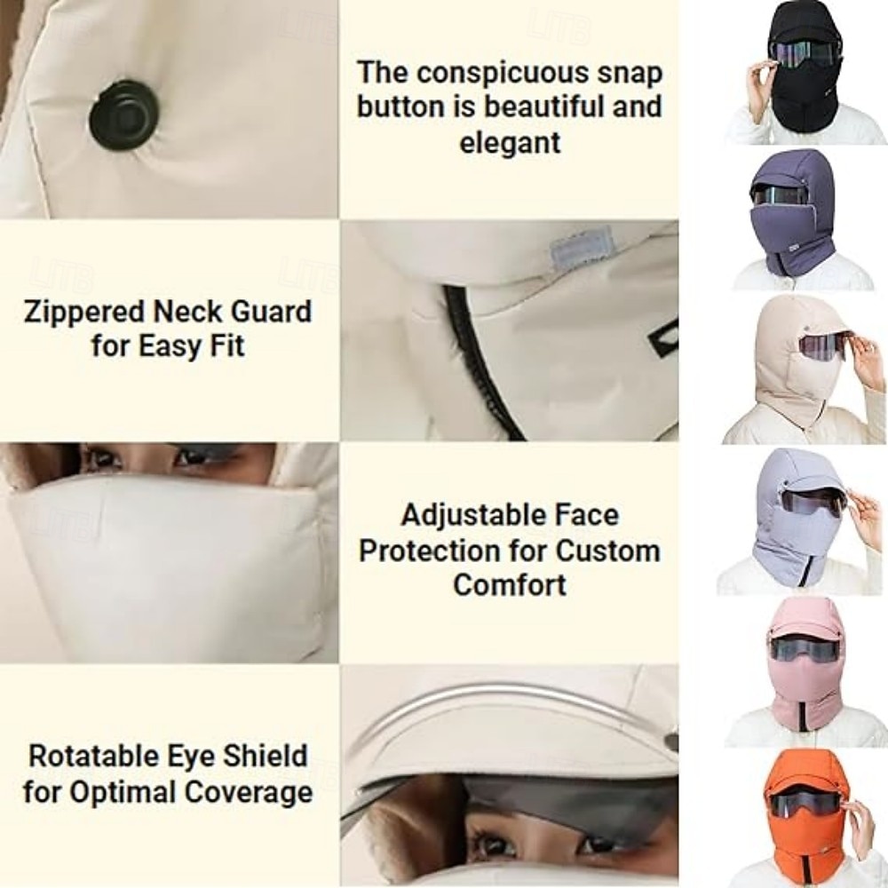 téli szélálló, teljes fedésű kültéri lovaglómaszk üveggyapjúval bélelt katonai fülvédős sapkával, uniszex hideg időjárási arcvédő, vastagított meleg csapda sapka kerékpározáshoz, síeléshez, 2026 - $21.99 –P2