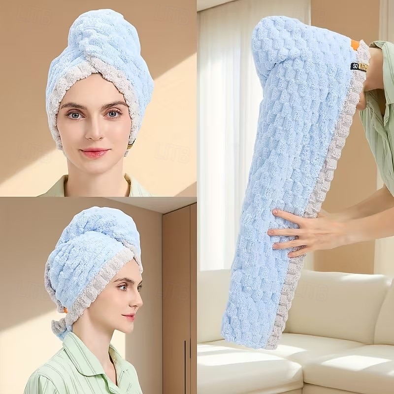 cuffia per capelli da donna con design a coda larga, autunno e inverno, extra large e spessa, asciugamano per capelli super assorbente ad asciugatura rapida, asciugamano per capelli in pile di del 2026 a $15.99 –P8