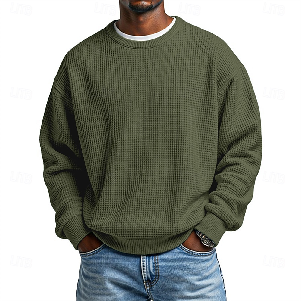 Per uomo Maglia Felpa a nido d'ape Maglione Aalbicocca Bianco Girocollo Semplice Testurizzato Casuale Quotidiano Sport & Outdoor Poliestere Streetwear Cool Abbigliamento Sportivo Primavera & Autunno del 2026 a $24.99 –P10