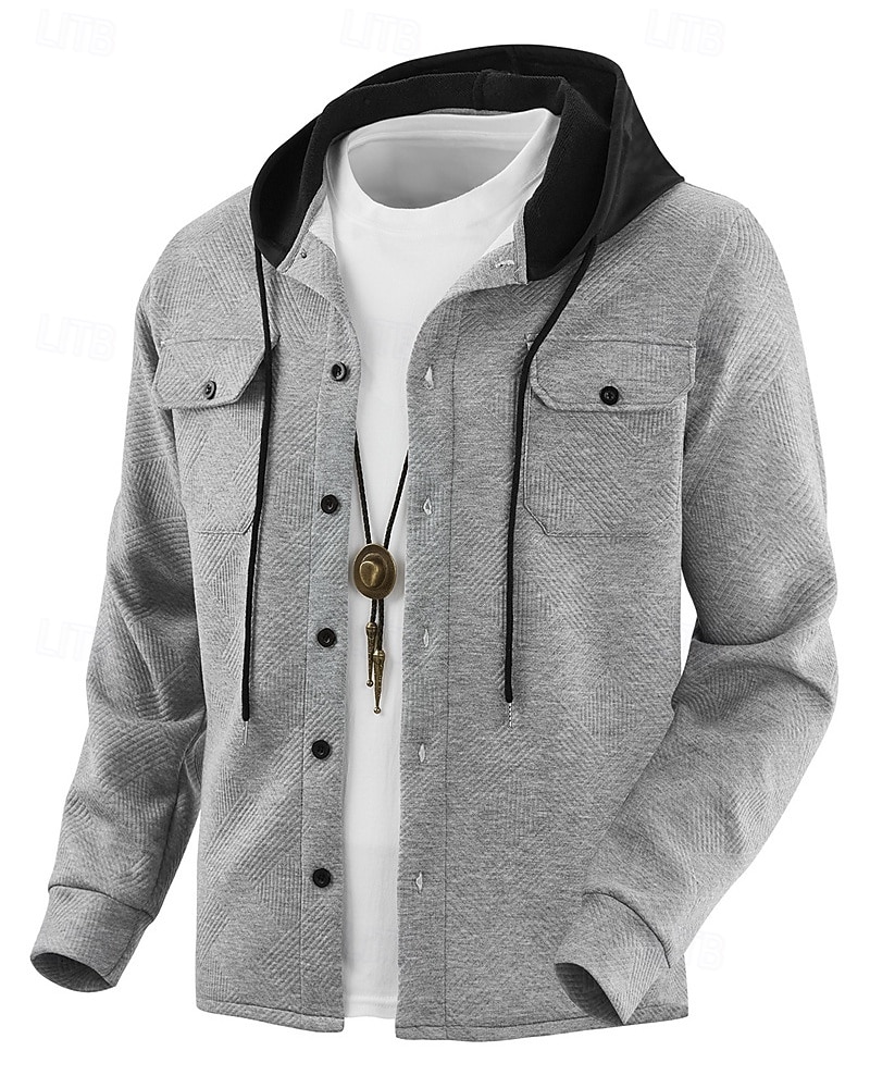 Homme Veste Légère Veste Décontractée Veste à Capuche Extérieur Occasionnel Avec Poches Automne Hiver Bloc de Couleur Streetwear Quotidien À capuche Régulier Noir Blanche bleu marine Kaki Grise Veste de 2026 ? $33.99 –P17