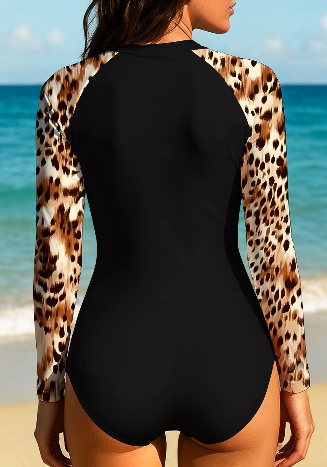 Mulheres Segunda-pele para Mergulho Roupa de banho Conjunto de maiô Leopardo Zip Up UPF50+ Secagem Rápida Leve Manga Longa Camisa de Natação Surfe Praia Esportes Aquáticos Verão de 2026 por $30.99 –P2