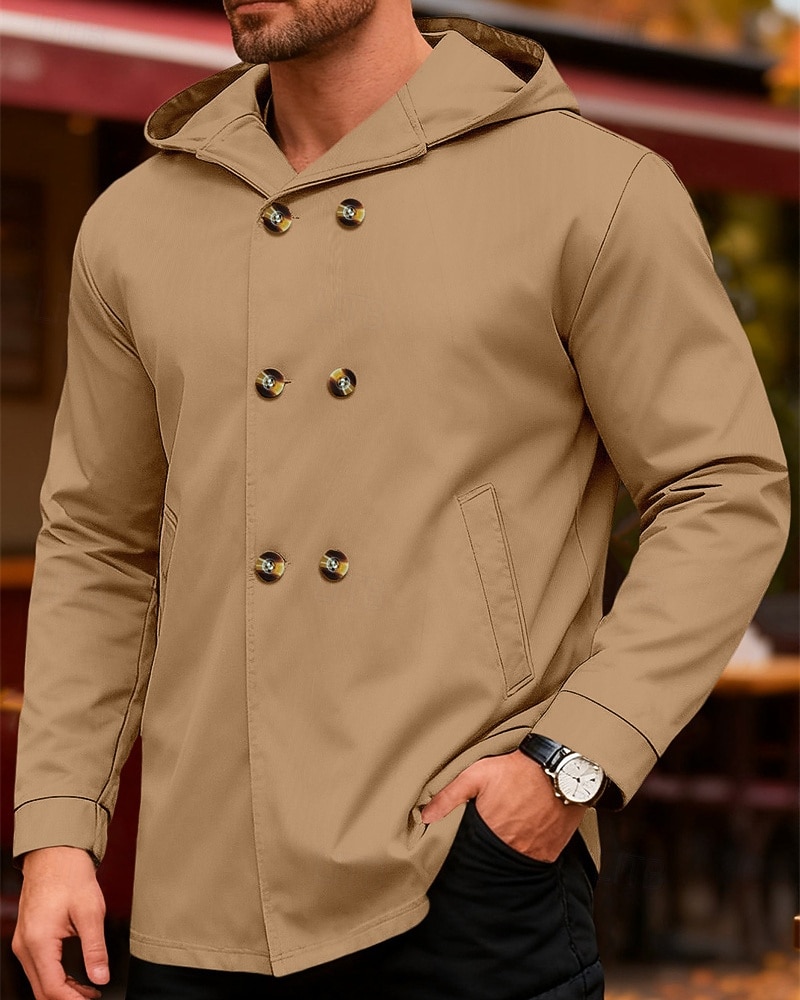 Per uomo Giacca Leggera Giacca Casual Giacca con Cappuccio All'aperto Quotidiano Doppiopetto Primavera Autunno Semplice Streetwear Quotidiano Con Cappuccio Regolare Blu Nero Verde chiaro Rosso Cachi del 2026 a $33.99 –P15