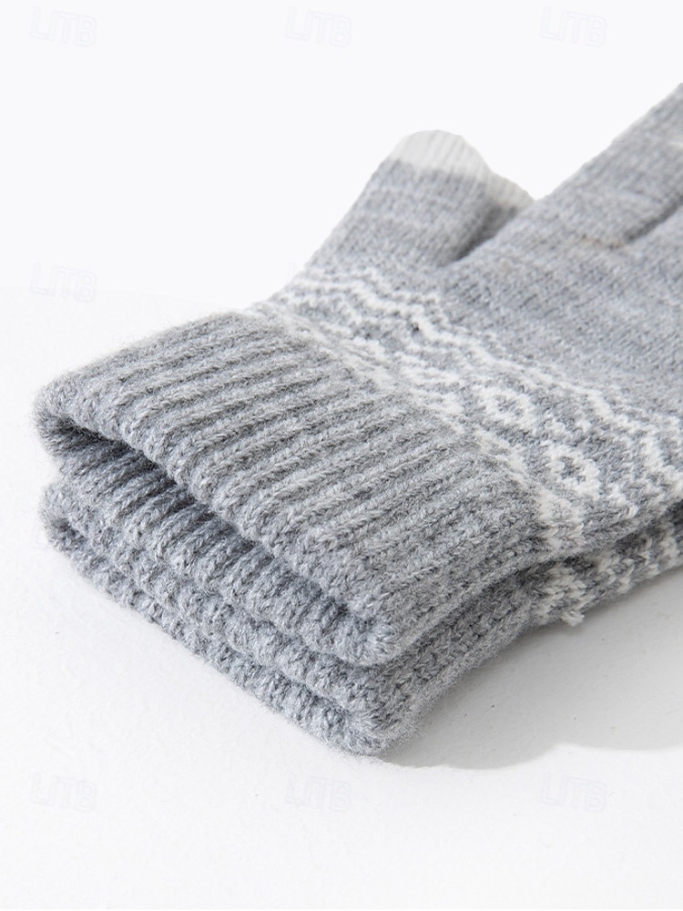 Julehansker med berøringsskjerm til herre, flere farger, varm strikk med Fair Isle-mønster, ideelle for vinter- og høytidsaktiviteter 2026 - $7.99 –P8