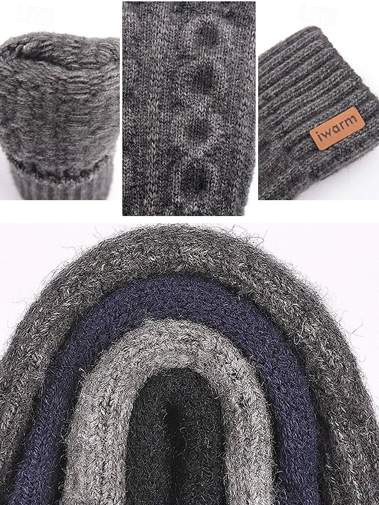 Ανδρικά γάντια χωρίς δάχτυλα - άνετο πλεκτό σχέδιο, πολλά χρώματα, ζεστό και κομψό χειμερινό αξεσουάρ για καθημερινή χρήση, γραφείο και υπαίθριες δραστηριότητες 2026 - $9.99 –P3