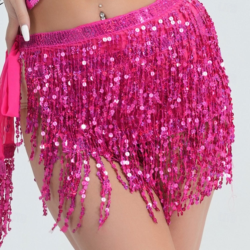 Samba Dancewear Belly Dance Performance Costume Sequin Tassel Hip Scarf Bead Waist Chain Indian Dance Performance Waist Scarf.l Performance Costume 2026 - $26.99 –P8