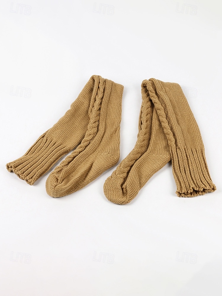 Women's Acrylic Knit Over-the-Knee Socks - Soft, Warm, Perfect for Christmas, Available in Multiple Sizes 2026 - BHD 6.92 –P10