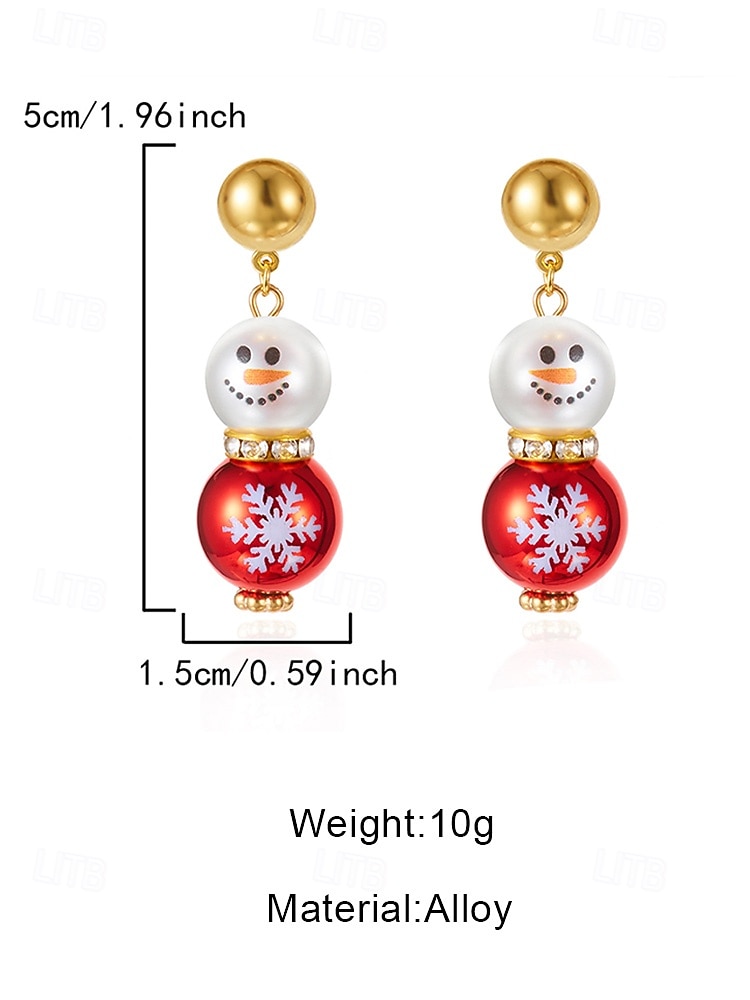 Kerst sneeuwpop oorbellen voor dames – legering met rode, groene en witte kralen, perfect voor feestdagen en feestelijke gelegenheden 2026 - $5.99 –P9