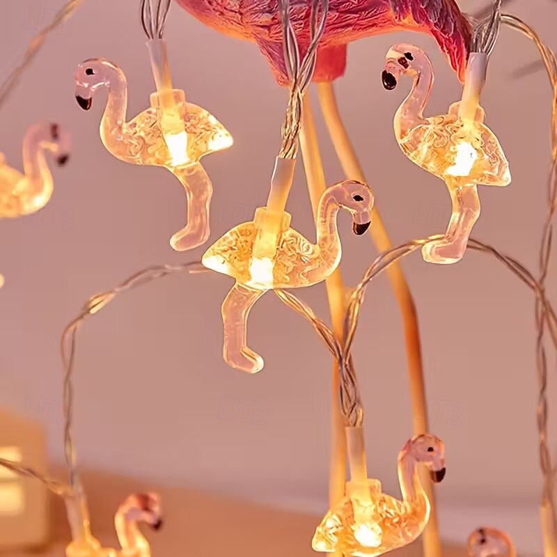 LED-flamingoljusslingor AA-batteridrivna ljusslingor flexibla ljusslingor 6m 3m inomhus-/utomhusdekor för bröllop, fester, födelsedagar, jul, flamingoljus, fest, högtidsbelysning 2025 - $15.99 –P3