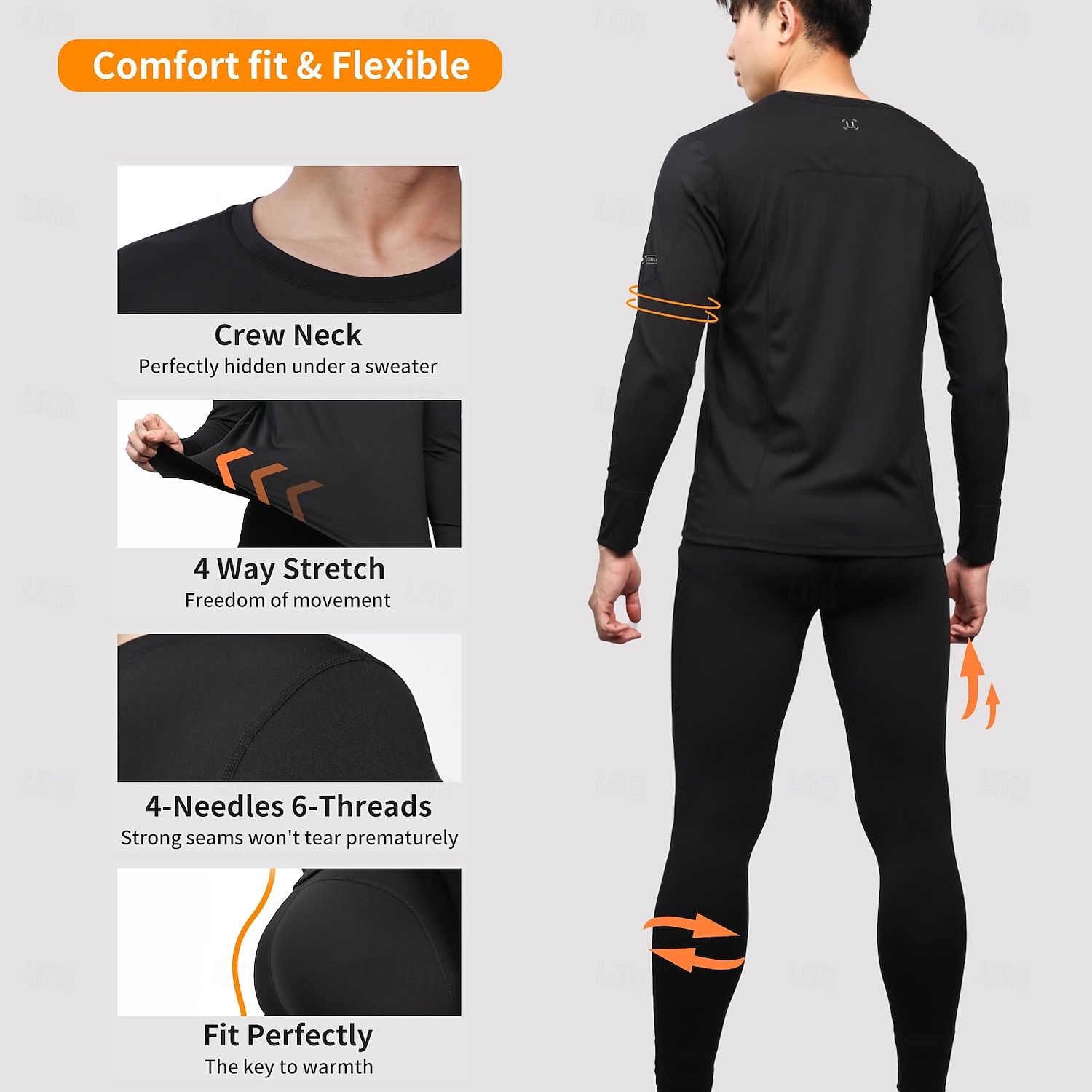 WOSAWE men's quick drying leggings for cycling skiing mountain climbing 3D fit moisture wicking underwear long pants BF141 2026 - $36.99 –P19