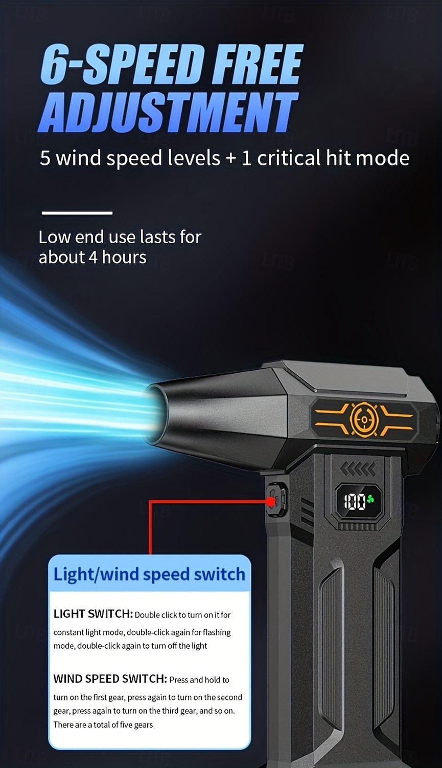 Handheld Powerful Turbofan Yard Lawn and Gardening/snow Removal Tools/machines High-speed Brushless Motor Built-in Large Capacity Battery Car Dust Removal Fan Portable Outdoor Dust Removal Fan! 2025 - $56.99 –P2