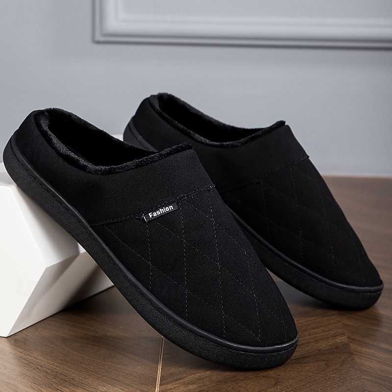 Per uomo Pantofole & Infradito Pantofole di peluche Foderato in pile Camminata Casual Quotidiano Pelle sintetica Caldo Confortevole Mocassino Nero Blu Inverno del 2026 a $24.99 –P6