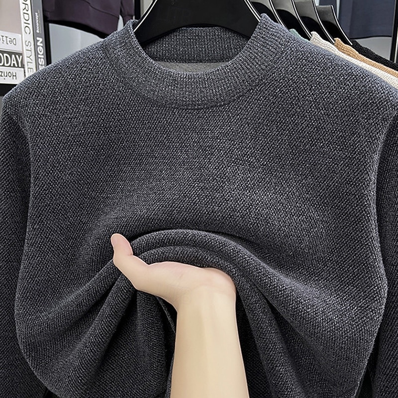 Herren Pullover Strickpullover Gerippt Stricken Normale Oberteile Gestrickt Fleece Einfach Rundhalsausschnitt Mode Basic Urlaub Alltagskleidung Bekleidung Herbst Winter Schwarz Grün M L XL 2026 - $37.99 –P13