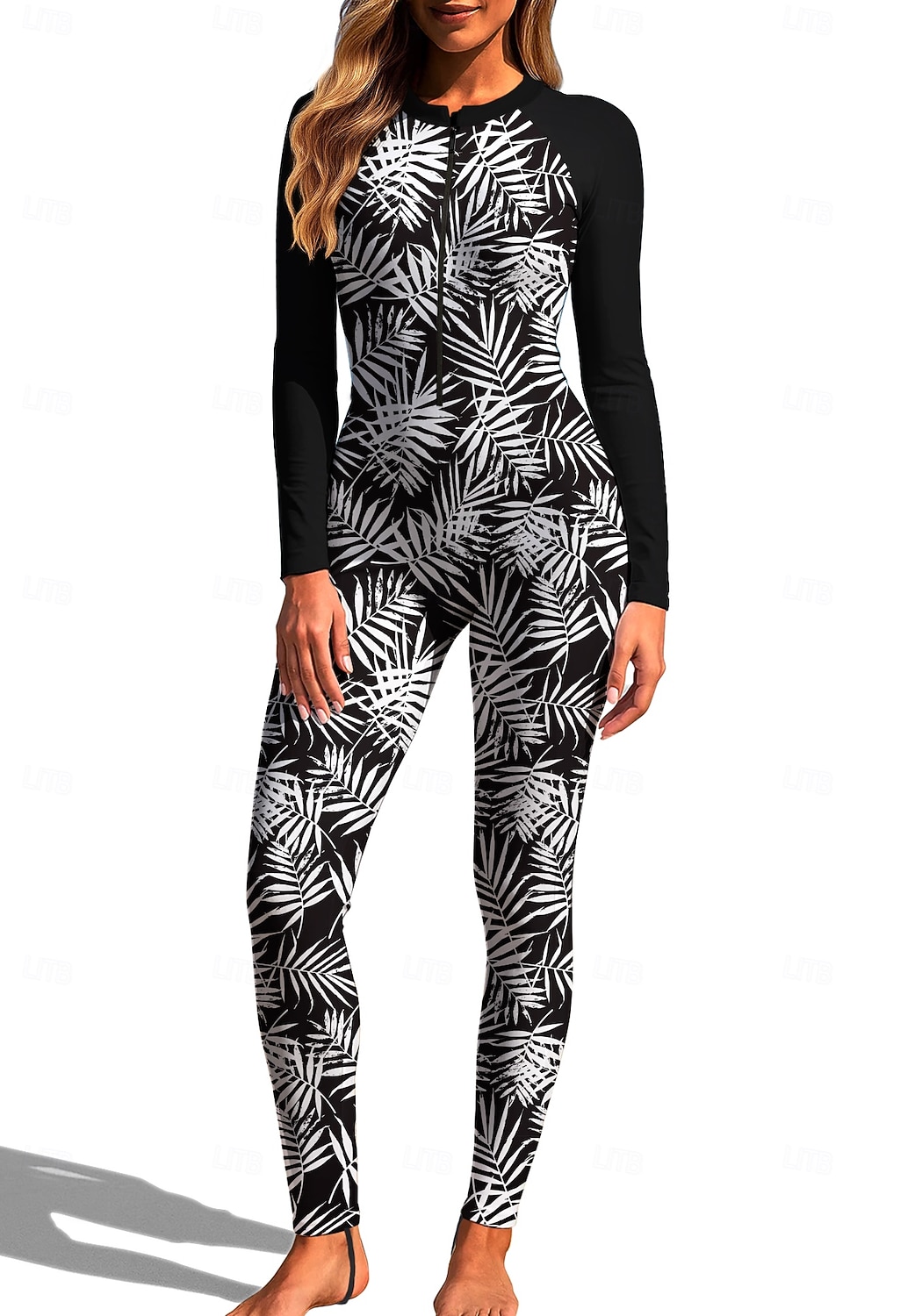 Per donna Standard Top sottomuta Rash Guard completo per il corpo Costume da surf intero Floreale Tropicale Con zip con reggiseno incorporato Cerniera Frontale Protezione Solare UV Coppa larga UPF50+ del 2026 a $49.99 –P3