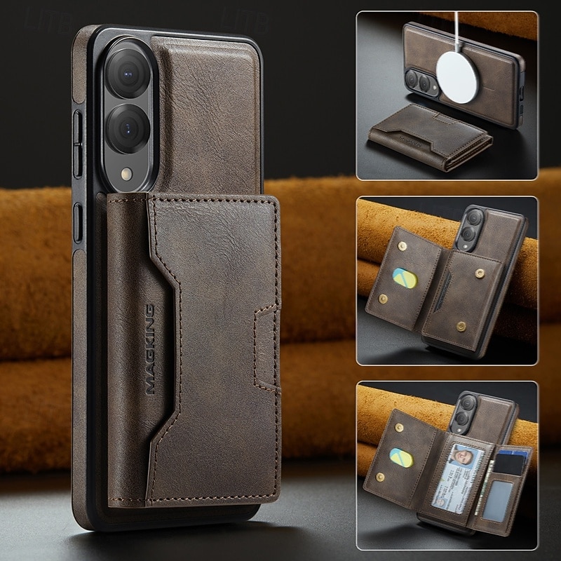 telefone Capinha Para Samsung Galaxy S25 Ultra Plus S25 Edge S24 Ultra Plus S23 Ultra Capa para Cartão Wallet Com Suporte Antichoque Retro Couro PU de 2025 por $21.99 –P14