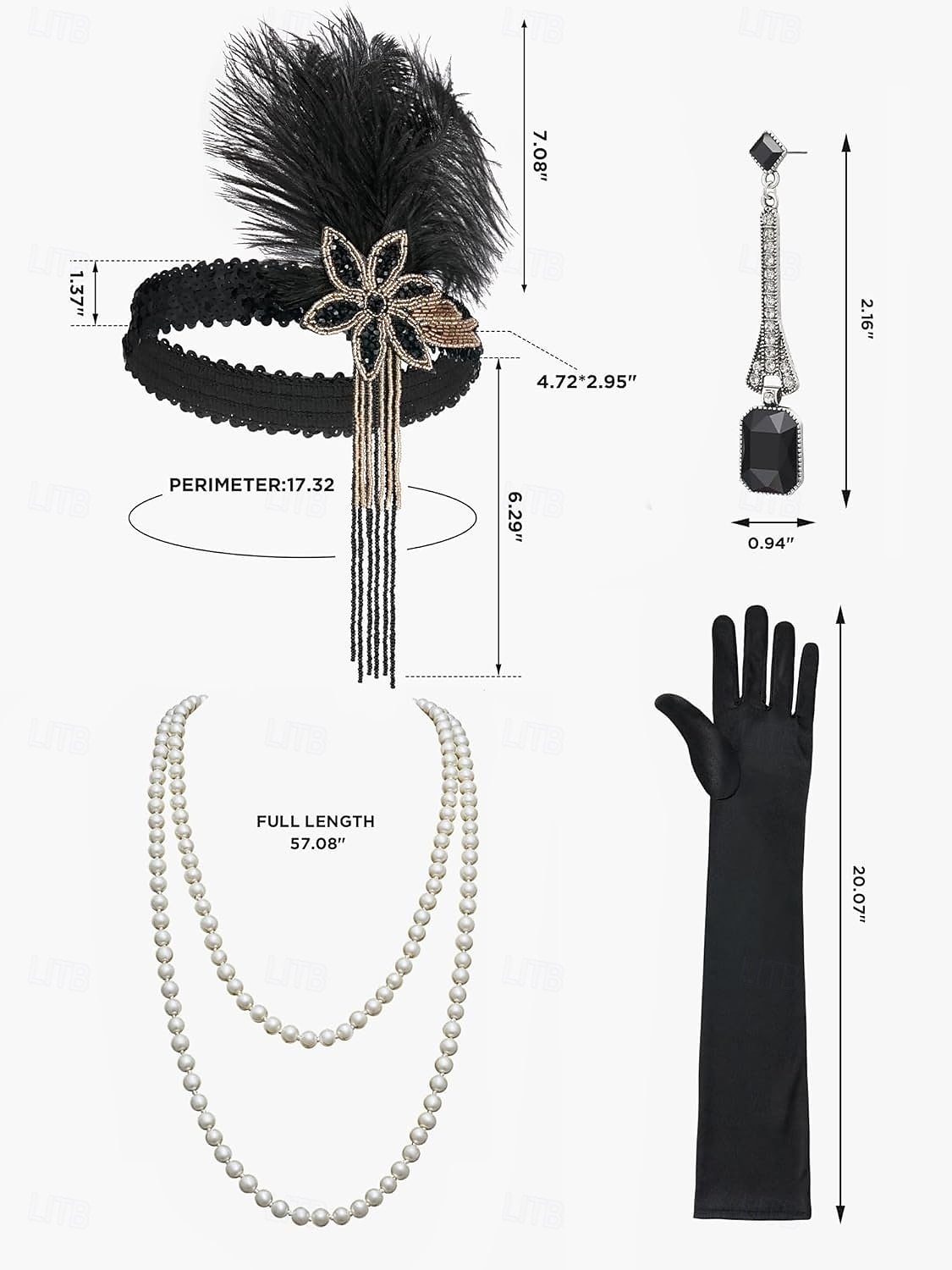 Set Roaring 20s 1920s Mini Dress Flapper Dress Outfits with Accessories Sleeveless The Great Gatsby Charleston Sequins Tassel Fringe Feather Deep V Fancy Dress Women's Carnival New Year Masquerade 2026 - $79.99 –P16