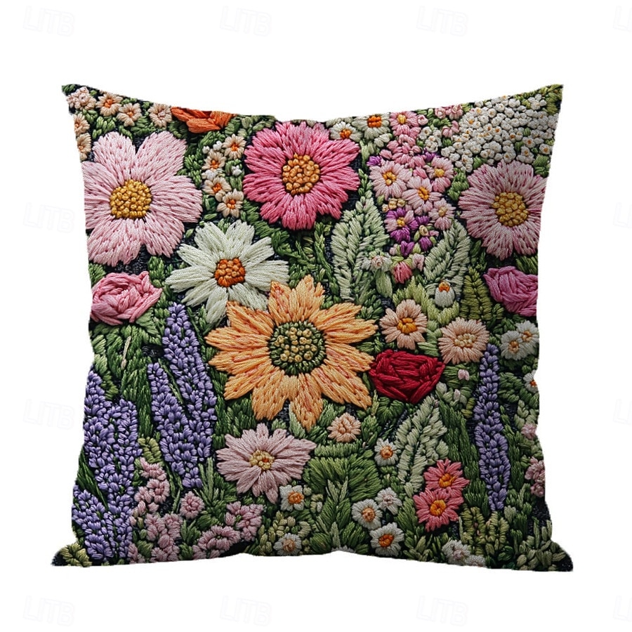 Floral Pattern Pillow Cover 2D Flat Print Soft Comfortable Cushion Case with Faux embroidery for Living Room Sofa Bedroom Home Decoration 2026 - $9.99 –P2