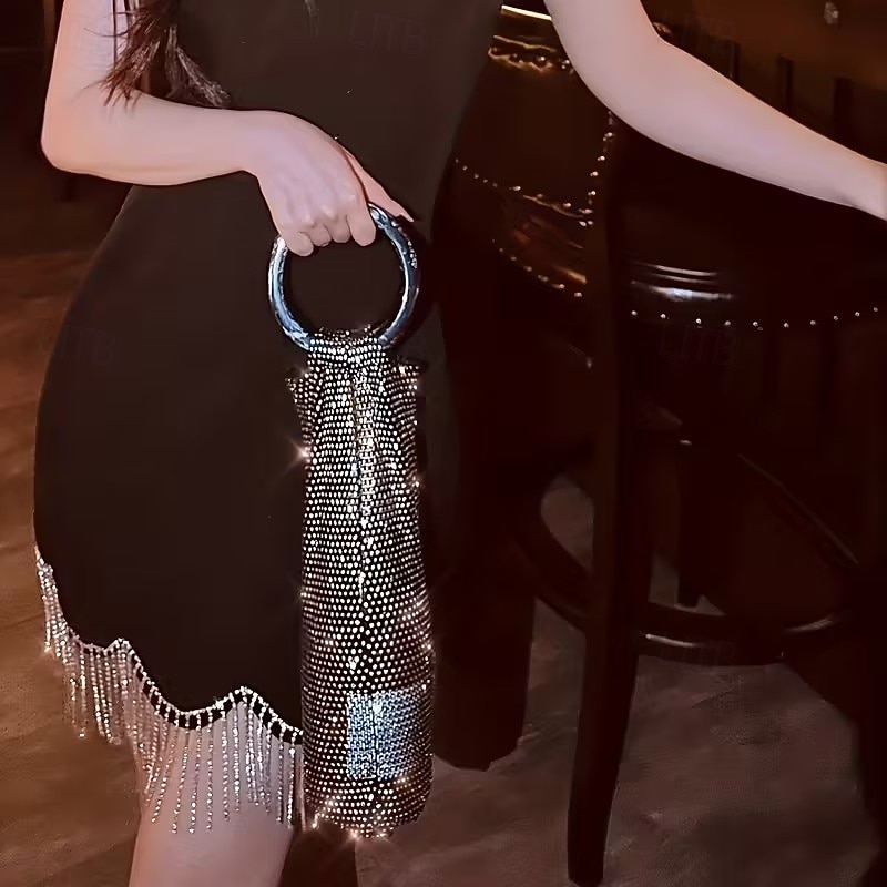 Borsa per vino con strass lucidi - elegante rete elastica con manico rotondo perfetta per matrimoni, compleanni e feste - riutilizzabile ed elegante, adatta a vari temi per occasioni speciali del 2026 a $35.99 –P5