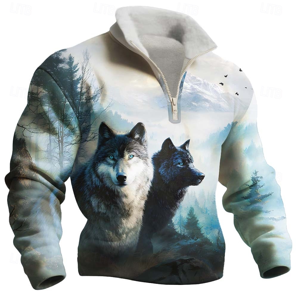 Per uomo Animale Orso Pile Felpa Moda Casual 3D Collo alla coreana Zip a un quarto All'aperto Vacanza Regalo Abbigliamento casual alla moda Blu Grigio Grigio 2 Mezza cerniera Autunno Inverno del 2026 a $41.99 –P3