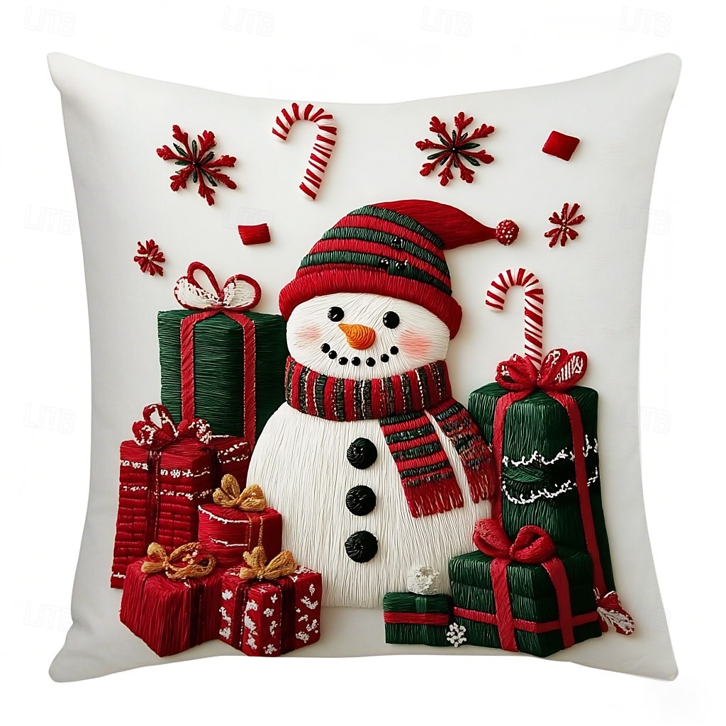 Housse de coussin bonhomme de neige de Noël, imprimée en 2D, douce et moelleuse, pour canapé, salon et décoration de Noël. de 2025 ? $9.99 –P8