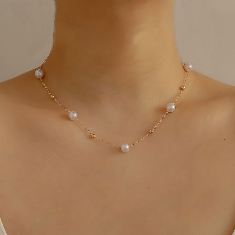 Förgyllt pärlhalsband med fina pärlor – eleganta minimalistiska smycken för kvinnor 2026 - $9.99 –P2