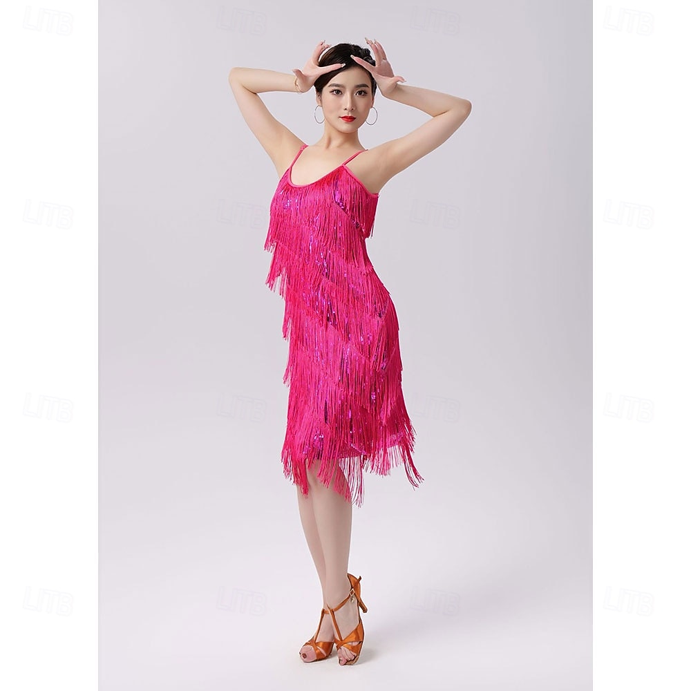 Samba Dancewear Ženské salsa latinské taneční šaty se třásněmi a flitry kostým pro ballroom tanec na karneval 2026 - $50.99 –P12