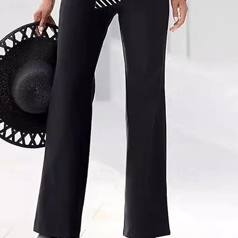 Mujer Conjuntos de pantalones parte superior del bolero Manga Larga Escote en Pico A Rayas Moda Ropa de calle Casual Diario Exterior Negro Primavera Holgado 2026 - $42.99 –P3