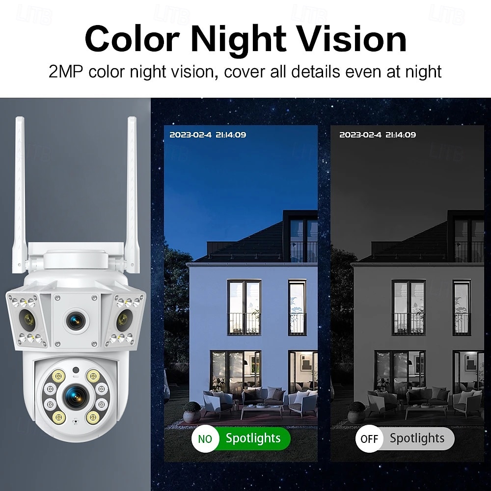 IP-камера с двумя объективами, полноцветная, ночное видение, обнаружение движения, двусторонняя голосовая беспроводная камера, наружная, внутренняя, домашняя охранная интеллектуальная Wi-Fi PTZ-камера 2025 - $41.99 –P2