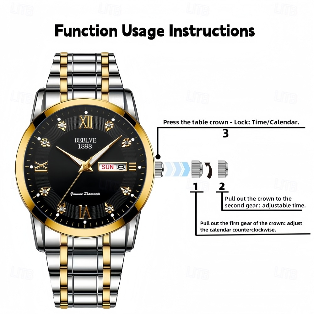 Модные мужские наручные часы высококачественные кварцевые часы датчик календаря светящийся циферблат украшение из страз лучший выбор подарка на День святого Валентина для мужчин 2026 - $18.99 –P1