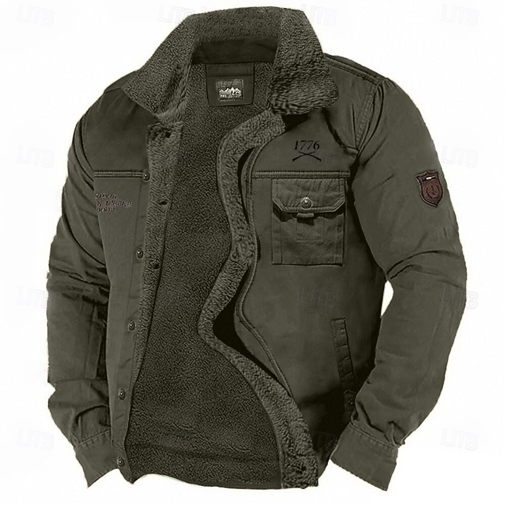 Ανδρικά Γραφική 1776 Μπουφάν fleece Μπουφάν Cargo Μπουφάν Sherpa Διατηρείτε Ζεστό Βίντατζ Καθημερινό ΕΞΩΤΕΡΙΚΟΥ ΧΩΡΟΥ Σπίτι Πολλαπλές τσέπες Βαμβακερά μπουφάν Χειμερινά παλτά Φθινόπωρο Χειμώνας 2026 - $54.99 –P2