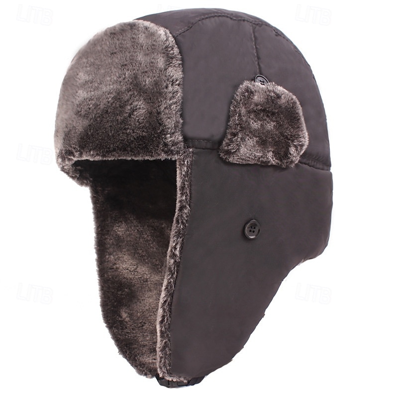 Men's Trapper Hat Winter Hats Winter Beanie Black Blue Polyester Fleece Lined Cozy Daily Wear Going out Solid / Plain Color Warm 2026 - $10.99 –P3