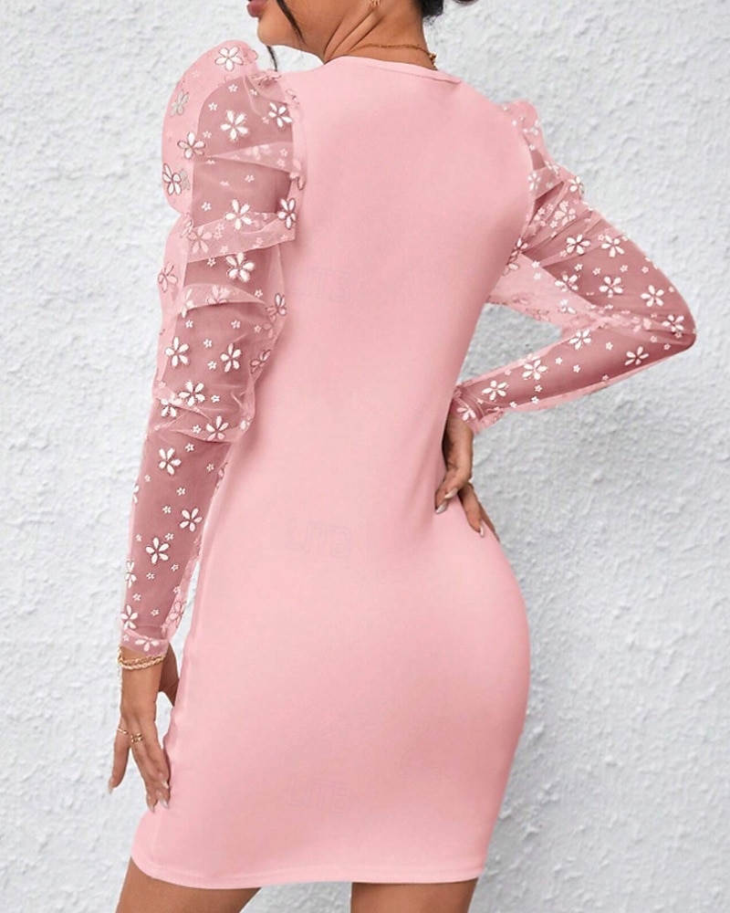 Women's Mini Dress Sheath Dress Modern Outdoor Vacation Going out Regular Fit Plain Long Sleeve Crew Neck Black White Pink Light Blue Spring Fall 2026 - $26.99 –P15