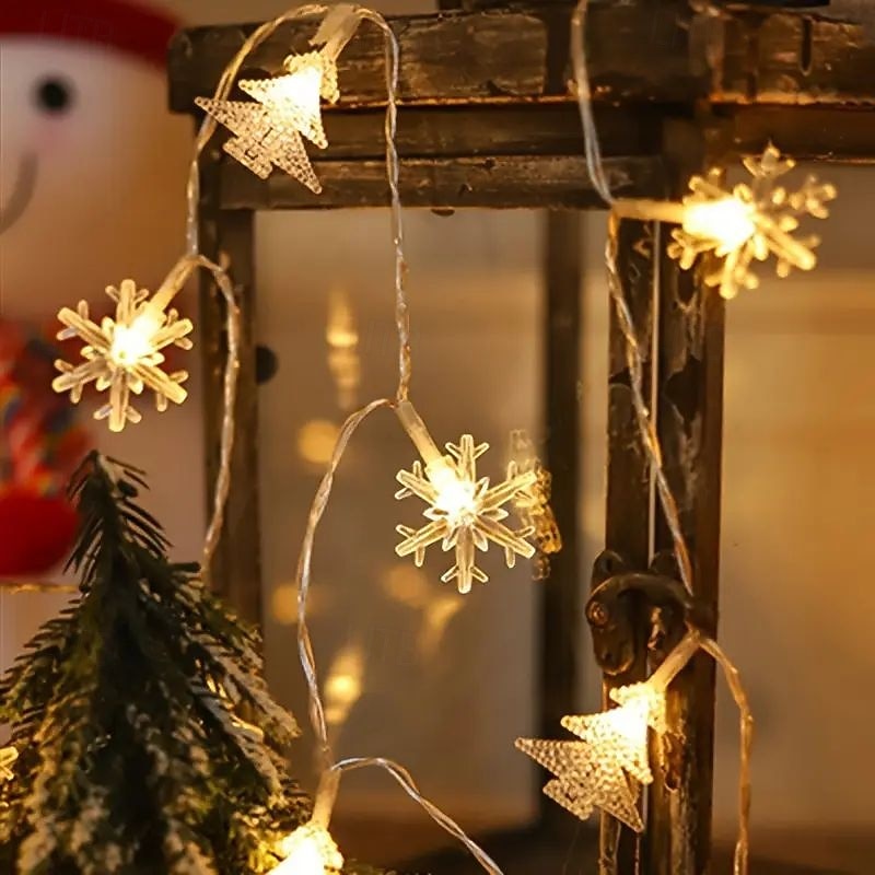 Julesnøfnuggetre fe-lyslenker 6m 40leds nyttårskranslys varm hvit til juletre hjem balkong ferie hage bryllup bursdagsfest dekorasjon 2025 - $15.49 –P5