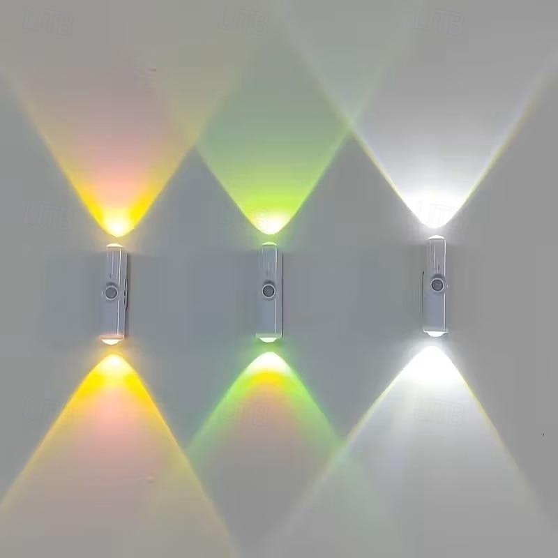 1/4 sztuki podwójnej lampki nocnej z czujnikiem kociego oka, ładowanej przez USB, RGB, 3/7 trybów kolorów, płynne przyciemnianie, do sypialni, schodów, garderoby, salonów, reflektorów 2026 - $14.49 –P3