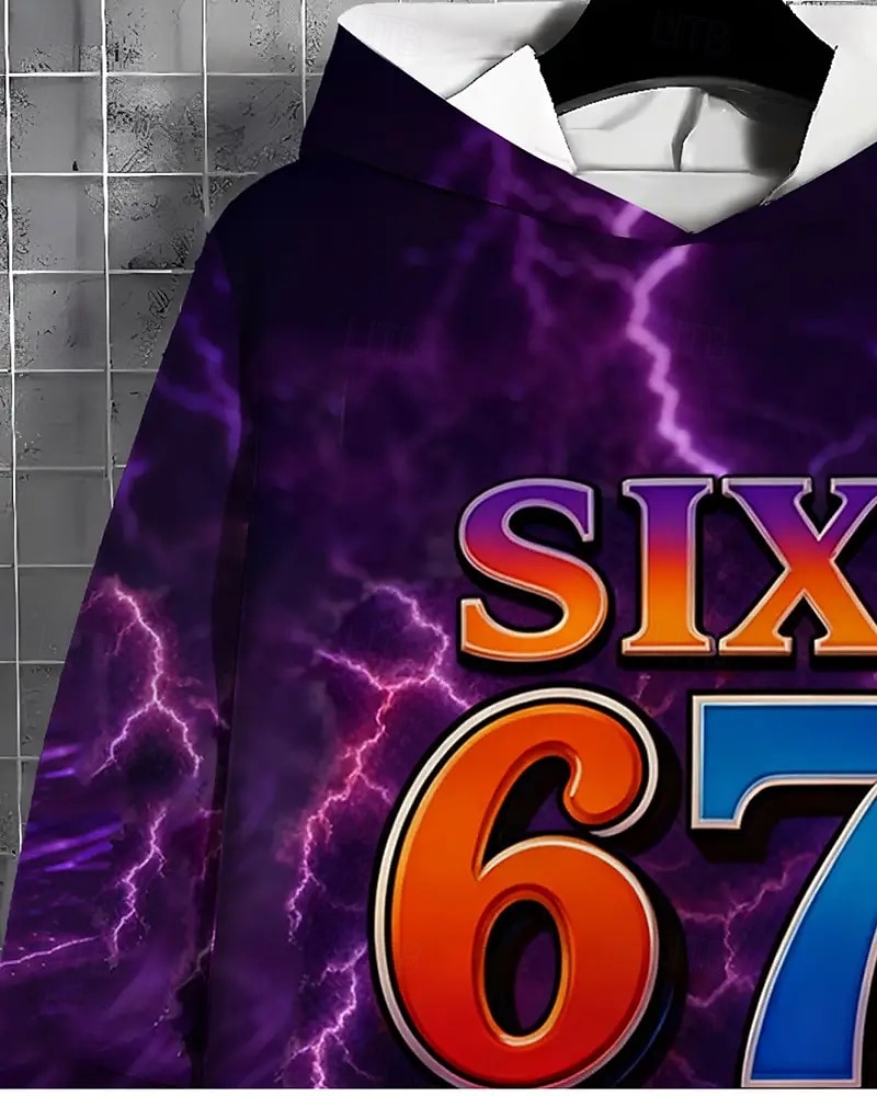 Unisex Girls' 3D Graphic Funny Slang 67 Hoodie Pullover Long Sleeve 3D Print Spring Fall Sports Fashion Streetwear Kids 4-12 Years Hooded Outdoor Casual Daily Regular Fit 2026 - $18.99 –P5