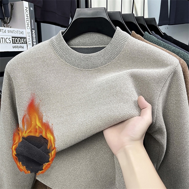Herren Pullover Strickpullover Gerippt Stricken Normale Oberteile Gestrickt Fleece Einfach Rundhalsausschnitt Mode Basic Urlaub Alltagskleidung Bekleidung Herbst Winter Schwarz Grün M L XL 2026 - $37.99 –P1