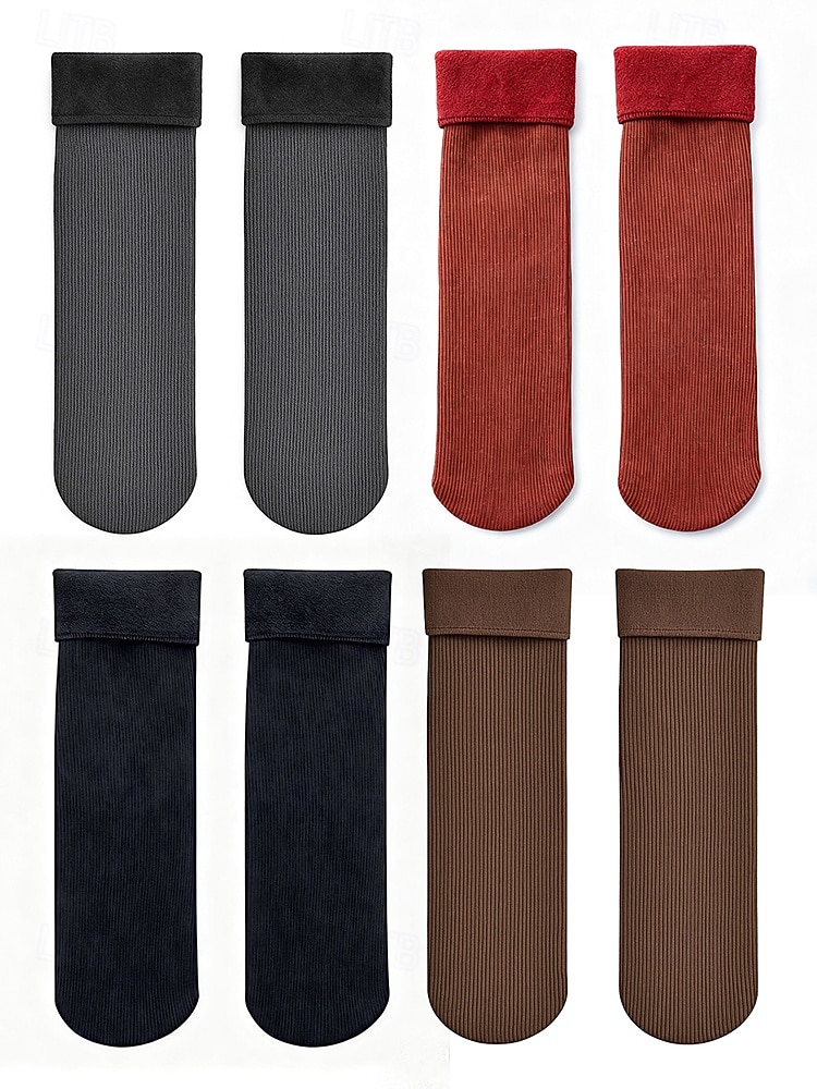 Женские утолщенные термоноски - комплект из 4 пар, мягкие и теплые, идеально подходят для зимы, холодной погоды и в качестве подарка на праздники 2026 - $11.99 –P8