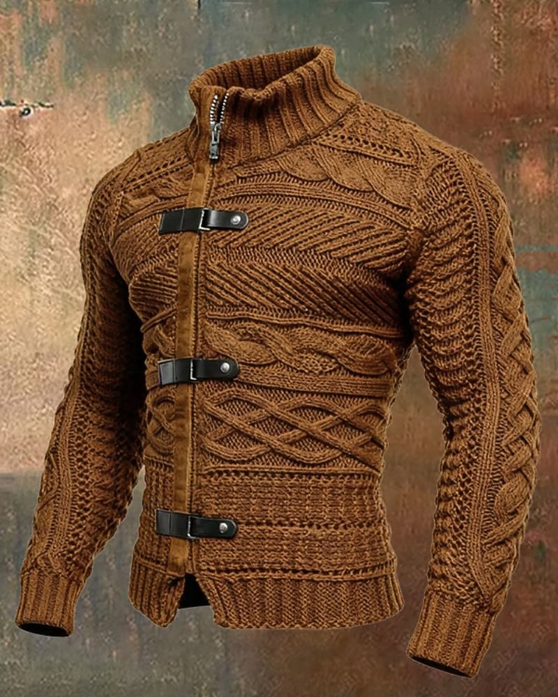 Men's Sweater Pullover Sweater Jumper Zip Sweater Knit Sweater Ribbed Knit Regular Tops Knitted Plain Turtleneck Streetwear Modern Casual Daily Wear Clothing Apparel Fall Winter Black Dark Navy S M L 2026 - $42.99 –P2