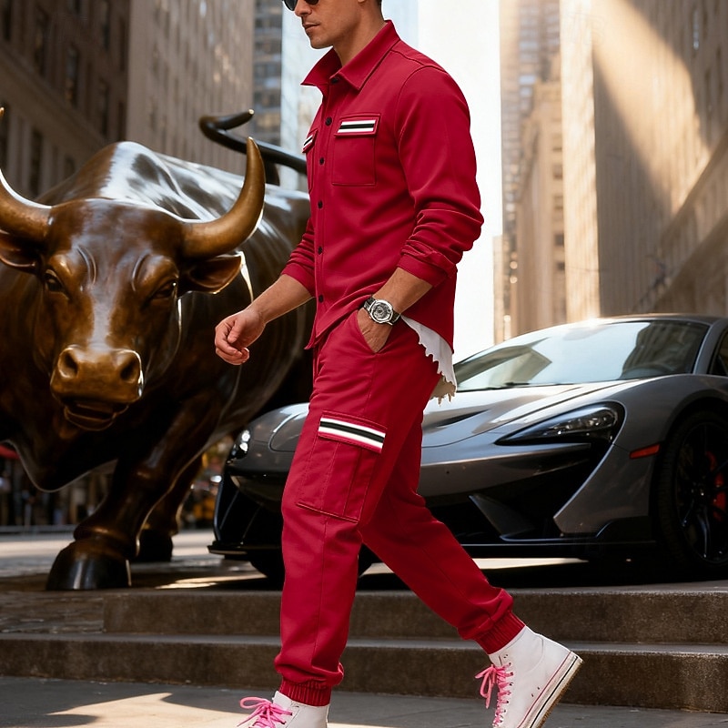 Ανδρικά Πουλόβερ Φόρμα Σετ ρούχων Jachetă Πέτο ΕΞΩΤΕΡΙΚΟΥ ΧΩΡΟΥ Καθημερινά Αθλητικά Κορδόνι Κουμπί επάνω Τσέπη Ταινία Μαύρο Ρουμπίνι Καφέ Πολυεστέρας Ρούχα Γυμναστικής Μοντέρνα Κομψό στυλ street 2026 - $55.99 –P5