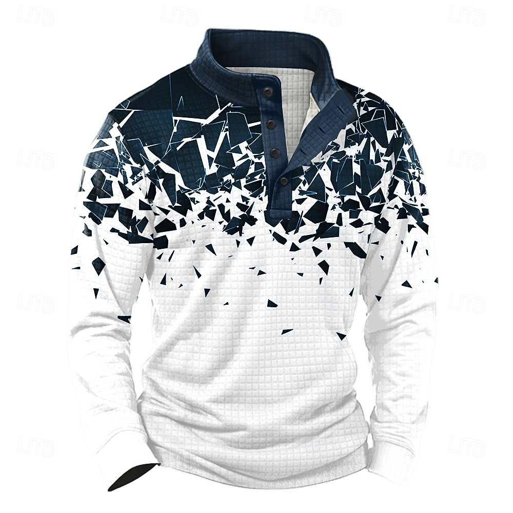 Per uomo Geometrico Plaid Nido d'ape Felpa Quotidiano Classico Casual Collo alla coreana All'aperto Casa Lavoro Regalo Bianco 1 Bianco 2 Bianco 3 Bottoni Autunno Inverno progettista S M L XL XXL XXXL del 2026 a $28.99 –P3