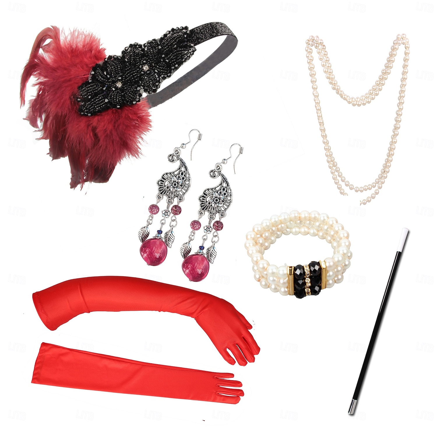 Conjunto Rugido 20s 1920s Retro Antiguo Diadema de estilo flapper Para la Cabeza Conjunto de accesorios El gran Gatsby Chica de la aleta Pluma Disfraz Mujer Navidad Carnaval Mascarada Fiesta temática 2026 - $22.05 –P12