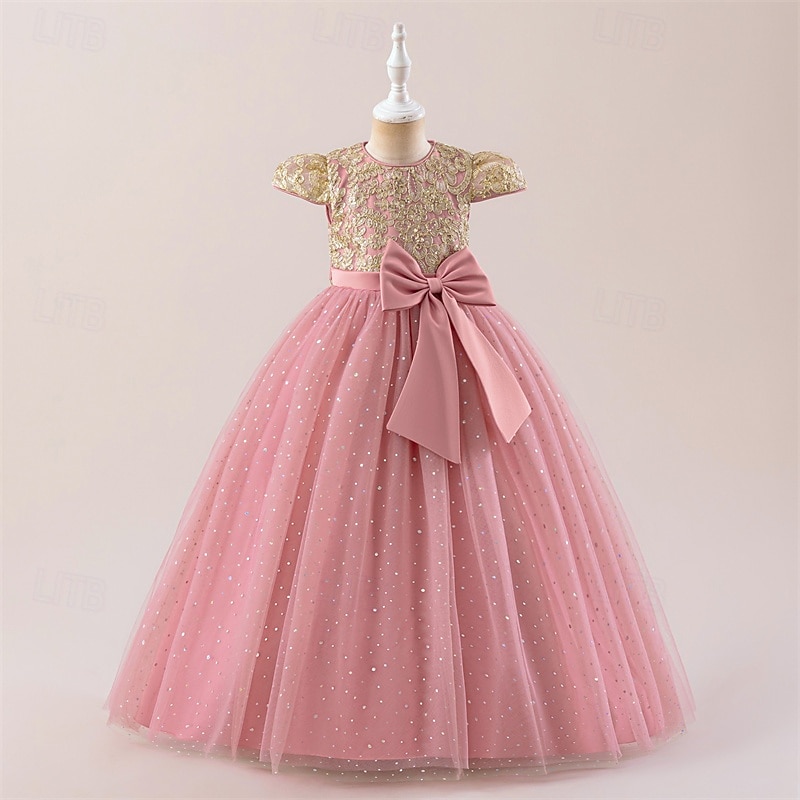 Enfants Fille Robe Robe de Soirée Couleur Unie Sans manches Formel Performance Occasion Spéciale Noeud de cravate Mode Quotidien Princesse Polyester Maxi Robe de Soirée Robe évasée Robe en Tulle Ét de 2026 ? $45.99 –P1