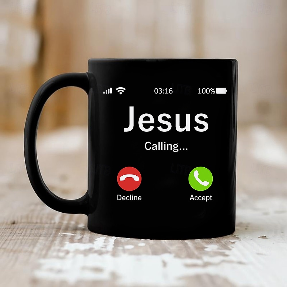 Rolig julklappsmugg Jesus kallar mugg kaffekopp meme present till män kvinnor tonåring trendig meme jultomtenmugg semesterfestpresent 2026 - $15.99 –P5