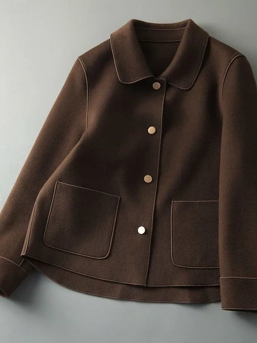 Damen Freizeitjacke Bequem Atmungsaktiv Tasche Knöpfe Lässig Einfach Urlaub Straße Lässig Alltagskleidung Einreihig Kurz Umlegekragen Normale Passform Langarm Oberbekleidung Schwarz Beige Kaffee 2026 - $25.99 –P4