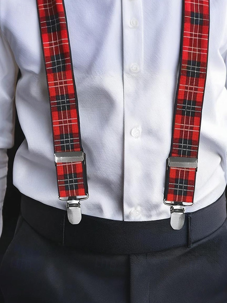 мужские рождественские подтяжки – эластичная ткань с разнообразными узорами, регулируемые и стильные, идеально подходят для праздничных вечеринок и официальных мероприятий 2026 - $18.99 –P3