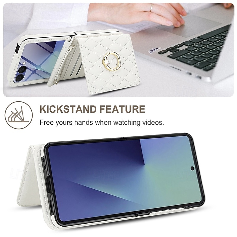 Phone Case For Samsung Galaxy Z Flip 7 Z Flip 6 Z Flip 5 Z Flip 4 Z Flip 3 Flip Cover with Screen Protector Ring Holder Shockproof Retro PU Leather 2026 - $32.99 –P6