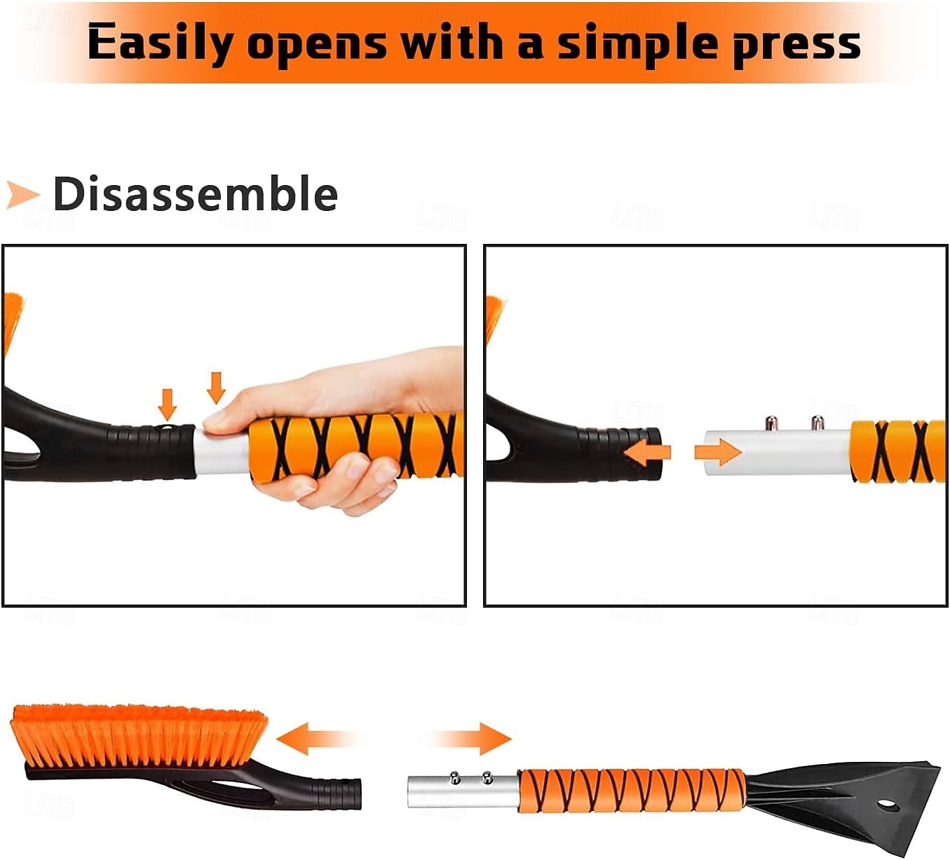 Escova de neve e raspadores de gelo de 27 polegadas para para-brisa de carro, acessórios automotivos masculinos, raspadores de neve removíveis com cabo ergonômico de espuma para carros, caminhões e de 2026 por $13.99 –P7