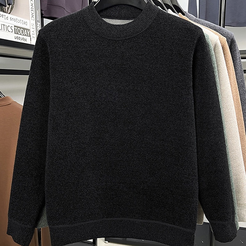 Herren Pullover Strickpullover Gerippt Stricken Normale Oberteile Gestrickt Fleece Einfach Rundhalsausschnitt Mode Basic Urlaub Alltagskleidung Bekleidung Herbst Winter Schwarz Grün M L XL 2026 - $37.99 –P14