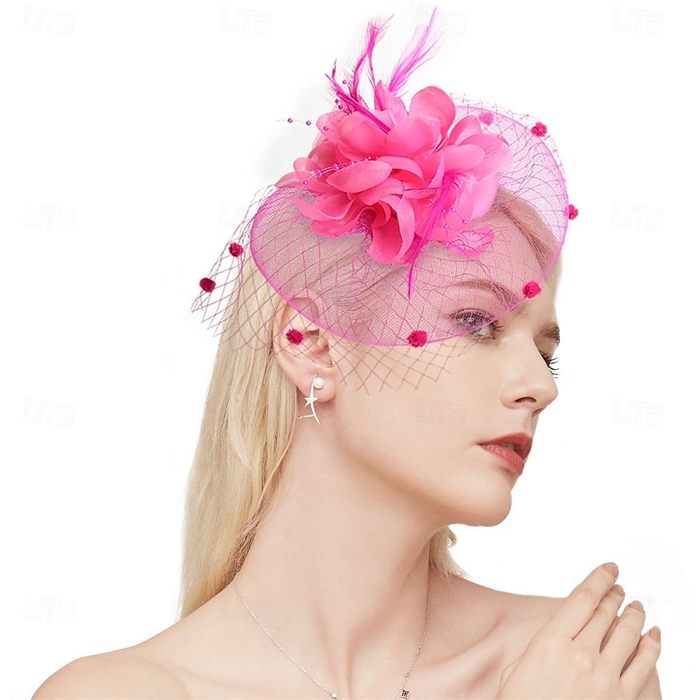 Čelenka Tyl Látka 30. léta Svatební Čajový dýchánek Dostih koktejl Elegantní Vinobraní S Peří Přílba Pokrývky Hlavy 2025 - $14.99 –P6